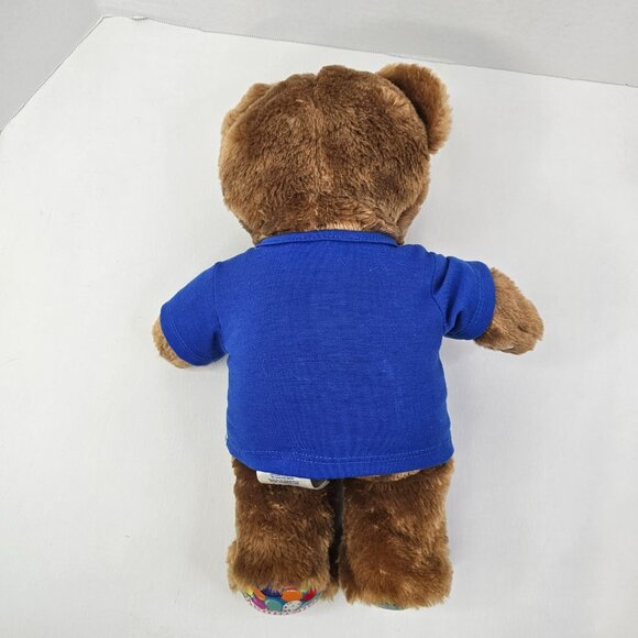 Build A Bear Happy Birthday Bear Plush Brown Teddy Blue T-Shirt Stuffed Animal - Picture 8 of 13